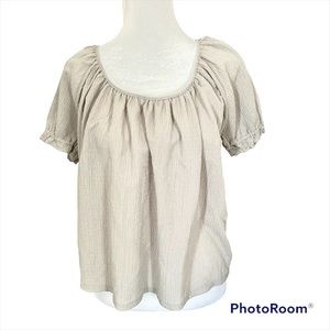 Texture & Thread Madewell Peasant Blouse Green puffy Sleeves Size Small